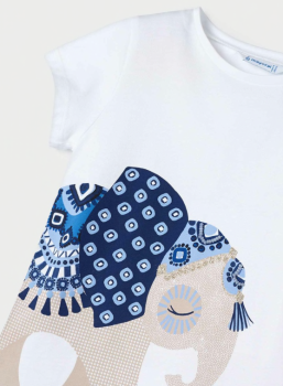 Mayoral - 2-teiliges Set/ T-Shirt weiß Elefant & Leggings blau